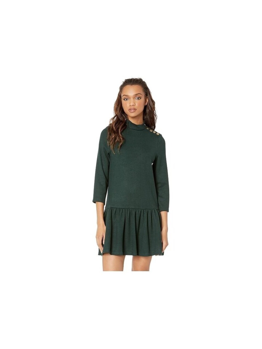 J.o.a. Womens Mock Neck Shift Dress Emerald Size L